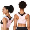 Posture Corrector for Women, Back Brace for Women, Adjustable Lightweight Upper Back Brace, Back Posture Corrector for Neck, Shoulder, Upper & Lower Back Pain Relief, Invisible Under Clothes (Pink, Large)