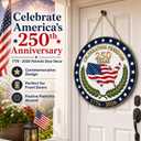 2 x 250th Anniversary Door Sign - 1776-2026 USA Semiquincentennial Patriotic Wreath, 4th of July Wooden Door Hanger, Independence Day Wall Decor for Home Front Porch Outdoor Hanging Ornament - D01