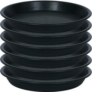 6 Pack Plant Saucer Drip Tray 11 12 inch, Pot Base for Plants Indoor, Plastic Flower Planter Saucers and Drip Trays for Outdoors, Heavy Durable Plant Plate Water Catcher (12", Black)