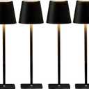 4 Pack Led Cordless Table Lamps-Wireless Rechargeable Lamps Bulk of 4,Waterproof Outdoor Table Lamp for Patio/Restaurant/Dinner Dining Desk Top Lights/Kitchen Countertop, Value Pack of 4,Multiple Set (Black)