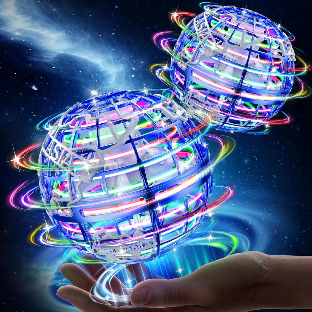 RIEYON Flying Orb Ball 2025 Hover Boomerang Ball 6 Lighting Effects Cool Toys Gift for 678910+ Year Kids Teen Adults Indoor Outdoor Flying ToyBlue & Blue