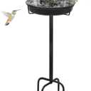 28In Freestanding Birdbaths Bowl Outdoor, Free Standing Garden Bird Bath Bird Feeder Bowl with Metal Stake, Detachable Decoration Spa Birdfeeder for Garden Patio Yard Lawn, New Upgrade(A)