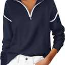 ANRABESS Womens Quarter Zip Sweaters Fall Long Sleeve V Neck Shirts Collared Business Casual Tops Knit Pullover Sweatshirts (X-Large)