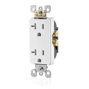 Leviton 20 Amp Decora Tamper-Resistant Duplex Electrical Wall Outlet, T5825-W, White
