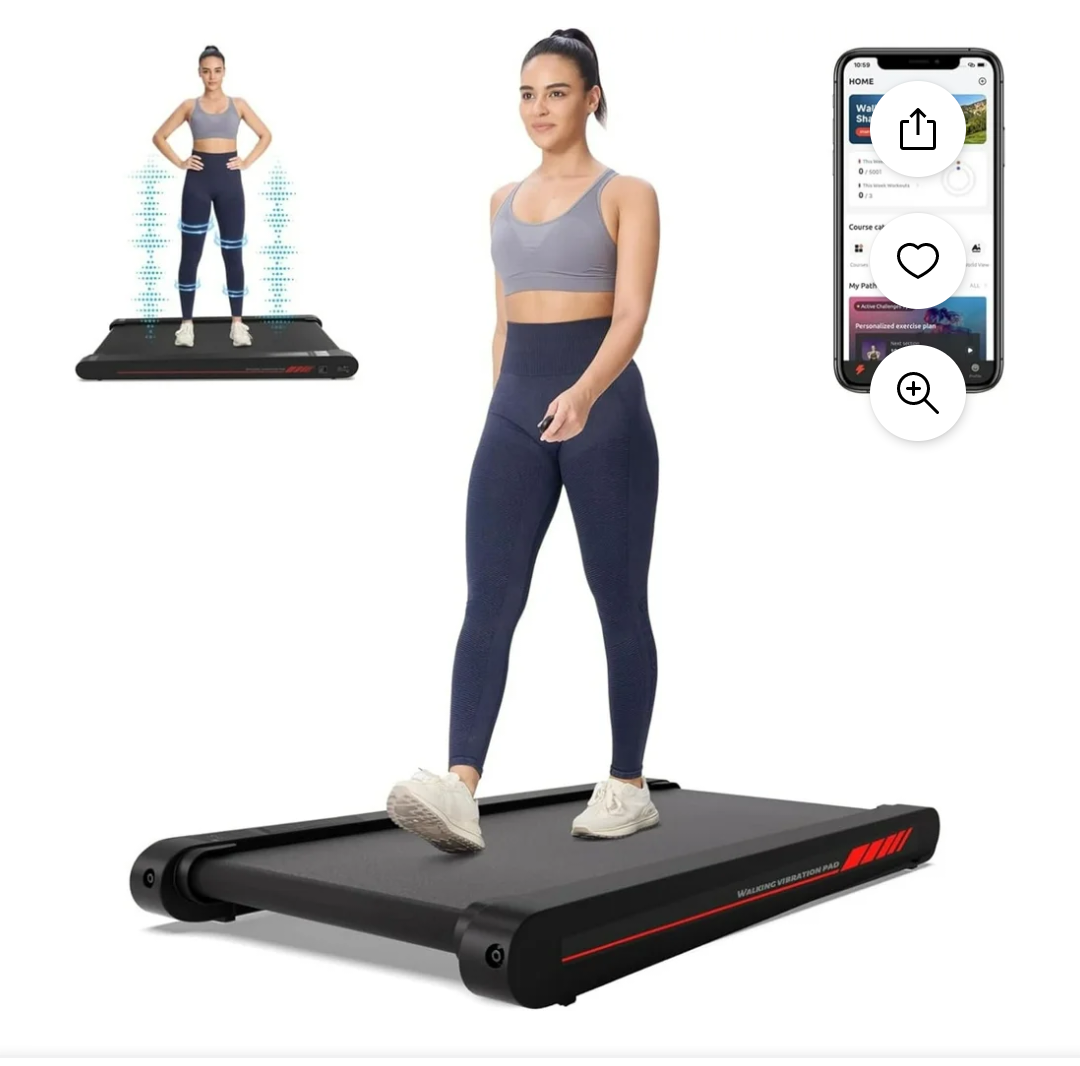 Walking Vibration Pad,Under Desk Treadmills for Home,4 in 1 Vibration Plate Exercise Machine,Portable Walking Pad with APP,350 Lb Capacity Multifunctional Treadmill Pro Max