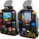 ULEEKA Car Backseat Organizer with 10" Table Holder, 9 Storage Pockets Seat Back Protectors Kick Mats for Kids Toddlers, Travel Accessories, 2 Pack