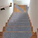 8" X 30" Peel and Stick Carpet Stair Treads for Wooden Steps, Reusable Washable Edging Stair Rugs, Runner Indoor Non-Slip Stair Mats for Kids Elders Pets (4 Pack)