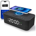 Dual Alarm Clock Radio Bedroom, Digital Alarm Clocks Bedrooms Bluetooth, Up to 10 Bedroom Alarms Clock White Noise 23 Soothing Sounds App/Button Control Snooze 12/24H FM Speaker Charging, Black