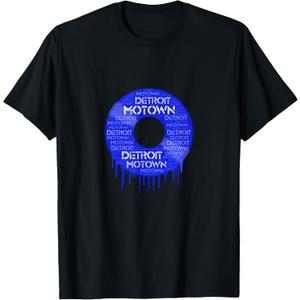 Detroit Motown record T shirt Motown record t shirt T-Shirt (Small, Black)