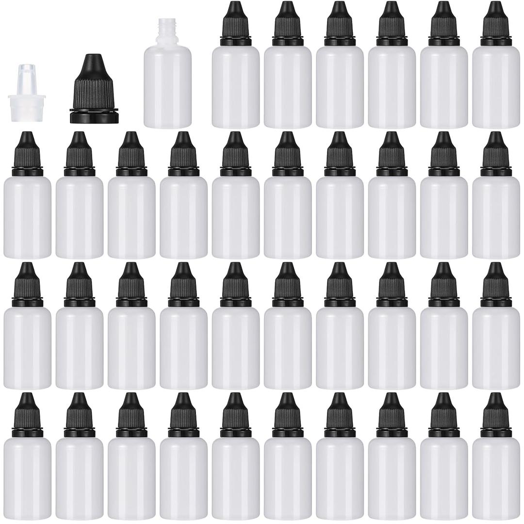 Tioncy 100 Pcs 30ml Plastic Dropper Bottles Bulk Squeezable Liquid Bottles with Leak Proof Caps, Refillable 1 oz Plastic Dropper for Essence, Essential Oil(Black Lid)