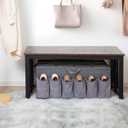 Shoe Organizer for Closet, Shoe Storage Solution with Clear Cover & Adjustable Dividers, Fabric Shoe Box Fits 16 +12 Pairs Shoes, Grey, 2-Pack