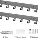 2 Pack Key Holder for Wall,Key Hooks with 6 Hooks, Strong Adhesive Key Rack Holder Wall Mount,No Drilling Required,for Corridor, Living Room,Kitchen, Bathroom, Garage (Grey)
