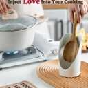 Gomakren Standing Spoon Rest for Stove Top, 6 Inch Ladle Holder, Vertical Spoon Holder for Kitchen Counter, Heart Shaped Valentines Spoon Rest, Heat-Resistant Utensil Rest, White