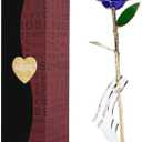 Gold Rose, Real Rose Dipped in 24K Gold, Preserved Rose Flower, Golden Dipped Rose (Blue)