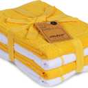AMOUR INFINI Kitchen Towels Pack of 4, Terry Cotton Dish Towels, Ultra Absorbent, Quick Drying Hand & Tea Towels, Soft Durable Cleaning Cloths with Hanging Loop, 16 x 26 Inch (Yellow)