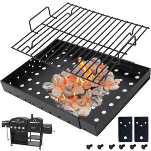 SafBbcue PS9900 47183T-21 Charcoal Tray for Smoke Hollow Grill HC4518L PS9500 Parts, Stretchable Charcoal Pan for 8500 SH19030119 SH19030219 SH9916 & for Expert Grill 24 Replacement Part, 15-28 inches
