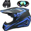 Adult 4 Wheeler Helmet, Motocross Helmet DOT/FMVSS-218 Certification Comfortable and Breathable Full Helmets for Locomotives Used in All Seasons (Blue)