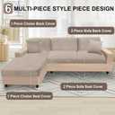 NAISI Sectional Couch Covers 6 Pieces Velvet Couch Cushion Covers L Shape Soft Stretch Sofa Slipcovers with 2pcs Pillowcases for Left/Right Chaise Sectional Couch(2 Seater+1 Chaise+3 Back,Taupe)