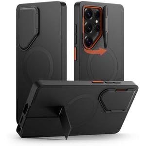 SURITCH for Samsung Galaxy S25 Ultra Phone Case, Magnetic Protective Cover with Camera Cover & Adjustable Metal Kickstand for Galaxy S25 Ultra (2025)-Black