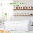 FINESSY Large Bread Box White for Pantry, Bread Box for Kitchen Countertop Stainless Steel, Breadbox Keeper for Fresh Homemade Muffin Sourdough Bagel Sandwich, Large Food Storage Containers with Lids