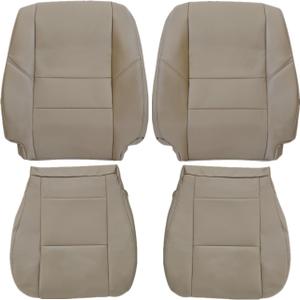 NLQR Front Driver and Passenger Side Bottom & Top Back Replacement Seat Covers Microfiber Leather Tan Compatible with Toyota Sequoia Tundra 2000 2001 2002 2003 2004 2005 2006