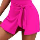 Zilcremo Swim Dress for Women Tummy Control One Piece Swimsuit Wrap Swimdress Square Neck Skirted Bathing Suit Swimwear (Pink, XL)