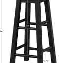 Linon Zeke Black Solid Wood Backless Round Counter Stool with 24 Inch Seat Height