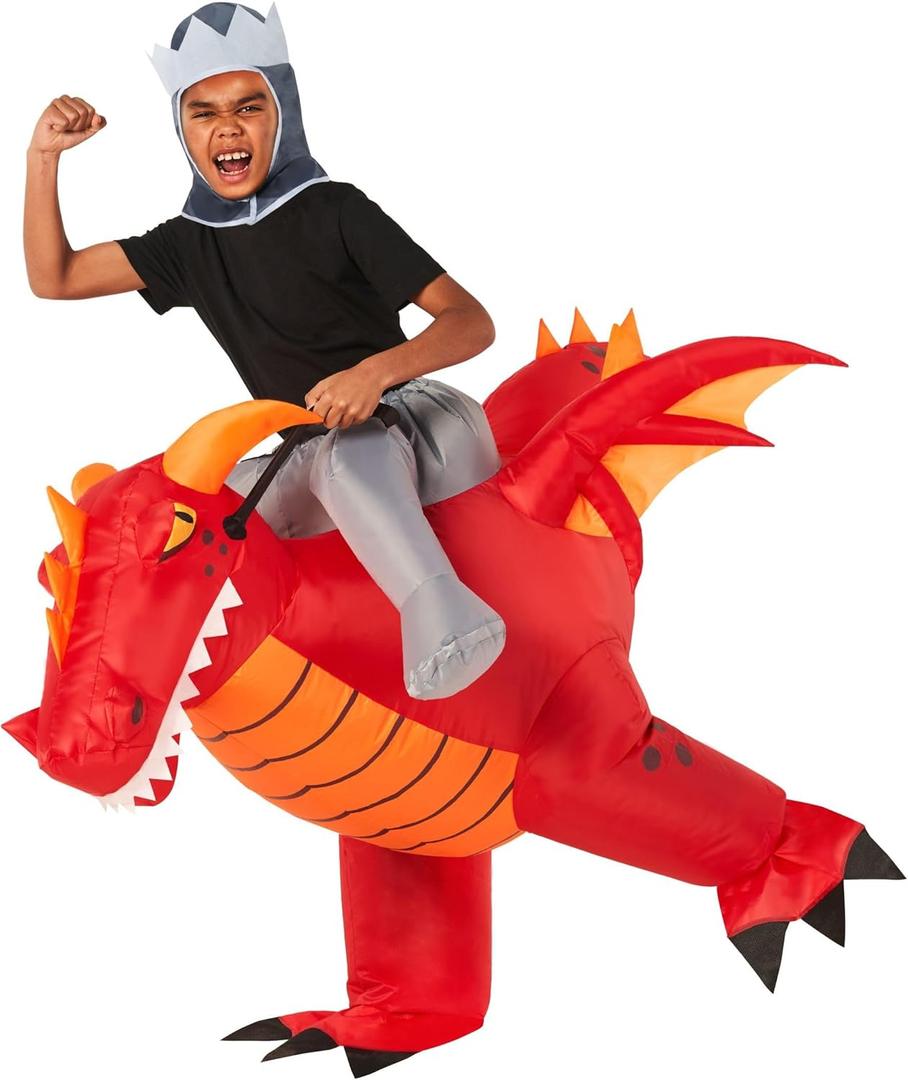 Morph Red Dragon Inflatable Costume - Kids Dragon Rider Dinosaur Ride On