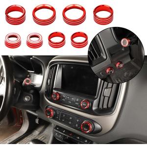 JWWY for Colorado Radio AC Knobs Air Conditioner Switch Button for 2014-2025+Chevy Colorado, Center Console 4WD Switch Knob for GMC Canyon 2014-2022 Interior Accessories Aluminum Alloy Red