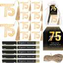 Spakon 25 Set 75th Birthday Party Favor for Guest Anniversary Party Favor Golden Birthday Bookmark Thanks for Coming Pen with Tag Appreciation Gifts for Women Men Wedding New Year
