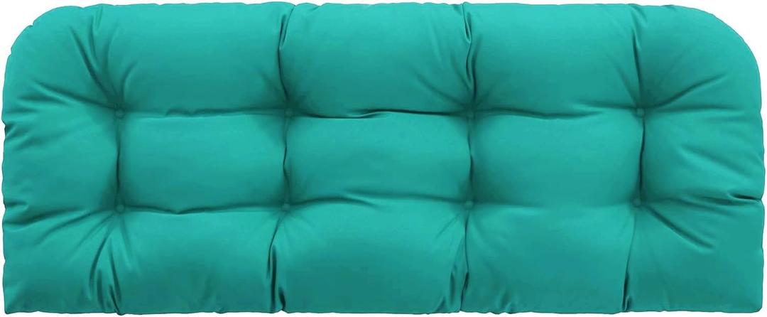 Outdoor Bench Cushion, Tufted 44x22x4 Inch Loveseat Pad for Patio Furniture Wicker Chair Garden Swing Porch Sofa, Indoor Outside Use, Fade-Resistant & Waterproof, Lake Blue