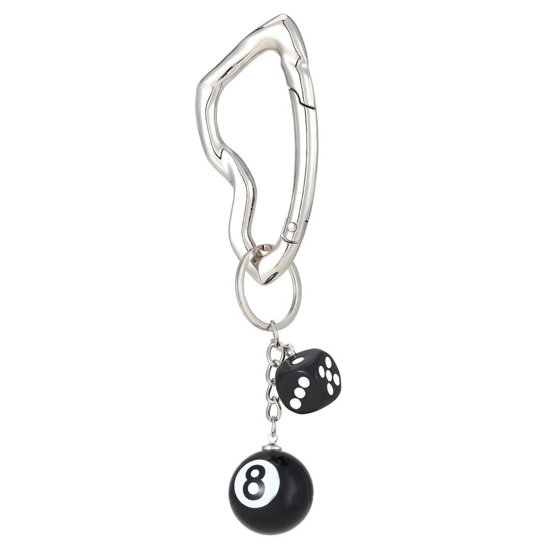 Dhdfisd Twist Knot Clasp Keychain 8 Ball Dice Keychain Bag purse handbag Charms Fashion Accessory Heavy Duty Snap Hook(R 8 Ball)