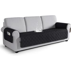 VANSOFY Couch Cover, Waterproof Sofa Covers Washable Slipcover Furniture Protector Couch Seat Covers Non-Slip Couch Cover for Dogs, Pets(Sofa Plus, Black)
