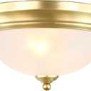 Gold Ceiling Light Fixture - 15 Inch Flush Mount 2-Light Modern Ceiling Light for Bedroom, Bathroom, Entry, Hallway, Living Room, Closet, Kitchen (15inch, Bronze Gold)