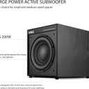 8" Active Home Theater subwoofer, Featuring SUB and RCA Input interfaces, 200W RMS, Medium-Density fiberboard Cabinet with Heat Sink, Adjustable Crossover Frequency Range from 60-180 Hz