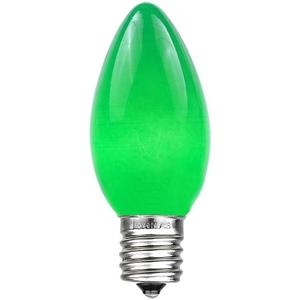 Novelty Lights 25 Pack C9 Ceramic Outdoor Christmas Replacement Bulbs, Green, E17/C9 Intermediate Base, 7 Watt