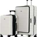 CENSIEN Luggage Sets 2 Pieces, 20/28 Inch PC Hardshell Suitcase with Spinner Wheels, 20 Inch Expandable Clamshell Carry On Luggage and 28 Inch Aluminum Frame Top Opening Checked Luggage (White)