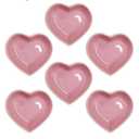 6pcs Pink Heart Shaped Porcelain Soy Sauce Dish 1.65 oz Ceramic Dip Dipping Bowls for Dinner Baking BBQ and Cooking