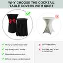 BDDC Cocktail Table Covers - 2 Pack 32"x 43" Black Cocktail Table Tablecloth with Natural Wavy Round Skirt for Bar Wedding Party Banquet