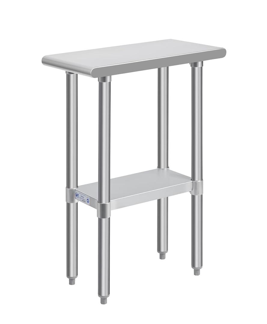 Hally Stainless Steel Table for Prep & Work 24 x 12 Inches, NSF Commercial Heavy Duty Table with Undershelf and Galvanized Legs for Restaurant, Home and Hotel (24''x12'')
