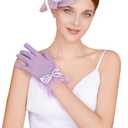 Fascinators Hat Flower Mesh Feathers Headband Derby Hat Clip Tea Party Headwear and Lace Gloves with Bows for Women