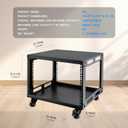 6U Open Frame Server Rack with Wheels Free Standing Network Server Rack for Servers & AV Gear Black