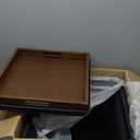 HomePop Home Decor Storage Ottoman with Tray Top|Upholstered Modern Square Storage Ottoman with Storage for Living Room & Bedroom, Black Faux Leather