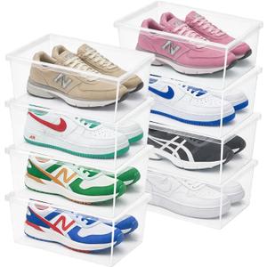 Superio Shoe Box Modern Storage Container 8 Pack - 6.5 Quart/6 Liter, Stackable Plastic Shoe Box Organizer (13.5"L x 8.35"W x 5.2"H)