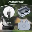 Outdoor Outlet Box with 9.8FT Cord - IP66 Waterproof Electrical Socket, Lockable Cover w/Switch & LED, NEMA 5-15R Dual Plug - for Garden, Yard, Pool, RV, Sports Field (9.8FT)