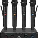 MELONARE 4-Channel Wireless Microphone System, UHF Compact Cordless Mic Set w/ 4x10 Frequencies, 200ft Range, Dynamic Handheld Microphone for Singing, Karaoke, Church, DJ, Wedding (MWM-41-4H)