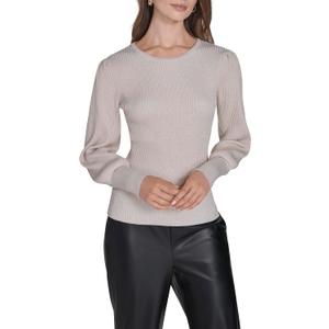 Halston Women's Round Neck Shimmer Sweater (Gold, XL)