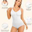 Irisnaya Women Slimming Bodysuits Shapewear Tops Tummy Control Body Shaper Spaghetti Strap Camisole Leotards Bodycon Jumpsuit (White, M)