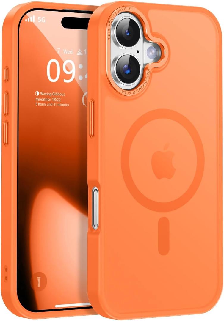 Newfuture Magnetic for iPhone 17 Case [Compatible with Magsafe] [Military Grade Drop Protection] Translucent Matte Anti-Scratch Shockproof Protective Phone Cover 6.3 Inch, Orange