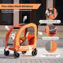 EchoSmile 4 Wheels Pet Stroller, Dog & Cat Stroller for All-Season, Lightweight Carrier with Storage Basket, Adjustable Handle, Removable Pad, Breathable Mesh, Up to 135 lbs, Orange (Orange)